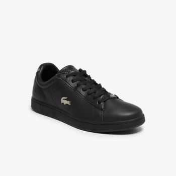 Lacoste Carnaby Evo Bőr Platinum Detailing Sneakers Fekete | VqUQsbSv