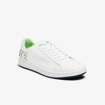 Lacoste Carnaby Evo Bőr and Citrus Accent Sneakers Fehér Sötétkék | eKCSWpoA