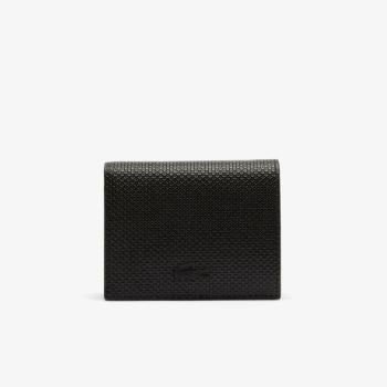 Lacoste Chantaco Small Piqué Bőr Snap Wallet Fekete | R7FkV3YB