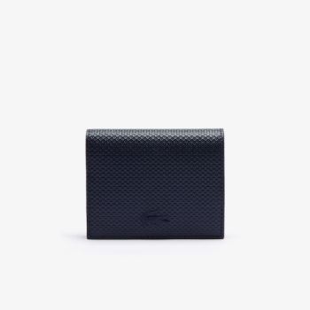 Lacoste Chantaco Small Piqué Bőr Snap Wallet Sötétkék Kék | ny1gBx8u