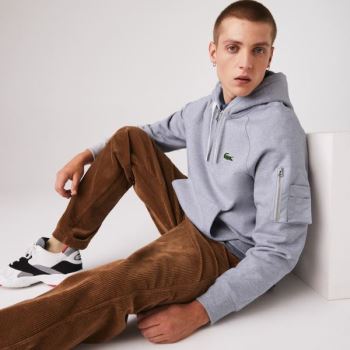 Lacoste Contrast Pocket Fleece Sweatshirt Szürke | S7nRbGwY