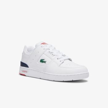 Lacoste Court Cage Bőr Sneakers Fehér Sötétkék Piros | RsbiAVma