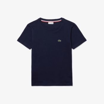 Lacoste Crew Neck Pamut Jersey T-shirt Sötétkék Kék | bs2SLglP