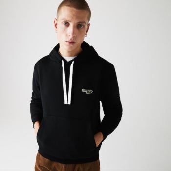 Lacoste Csuklyás Fleece Sweatshirt Fekete | OnVexGdm