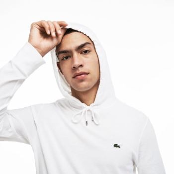 Lacoste Csuklyás Pamut T-shirt Fehér | 8ikqfqsv