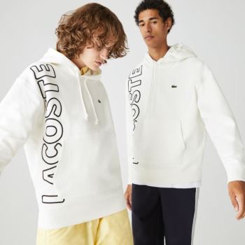 Lacoste LIVE Csuklyás Embroidered Pamut Blend Sweatshirt Fehér Fekete | 0oIL17HN