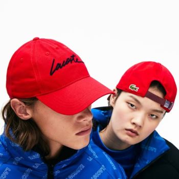 Lacoste LIVE Signature Pamut Cap Piros Fekete | 5jaxFWdy