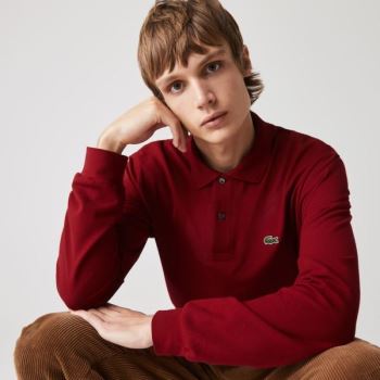 Lacoste Long-Sleeve Classic Fit L.12.12 Polo Sötétpiros | 4cZ8NVsd