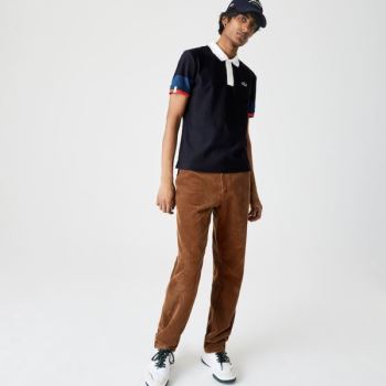 Lacoste Made in France Regular Fit Organic Pamut Polo Shirt Sötétkék Kék Kék Fehér Piros | 9MjmEvkt