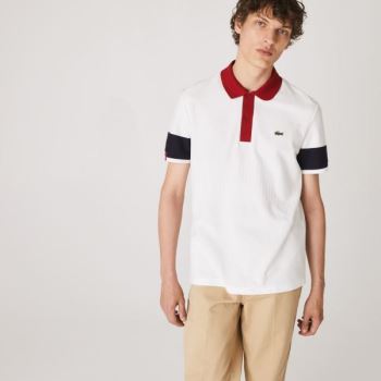 Lacoste Made in France Regular Fit Organic Pamut Polo Shirt Fehér Sötétkék Kék Sötétpiros Fehér | o8l8lmvv