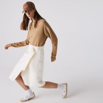 Lacoste Pamut And Wool Wrap Skirt Fehér | PMKufUpl