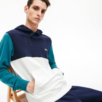 Lacoste Pamut-Piqué and French Terry Colorblock Sweatshirt Fehér Sötétkék Kék Zöld | kGlxwRJj