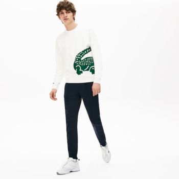 Lacoste Pleated Pamut-Silk Pálya Pants Sötétkék Kék Khaki Zöld | BztiIVWV