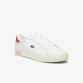 Lacoste Powercourt Smooth Bőr Sneakers Fehér Bézs | 4eKD4pkc