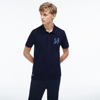 Lacoste Regular Fit LCST Lettering Petit Piqué Polo Sötétkék Kék | cVNfn9ND