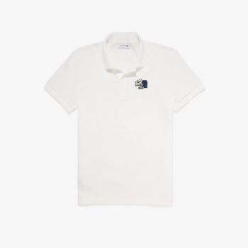 Lacoste Regular Fit Pamut Piqué Polo Shirt Fehér Kék | eh6WxqAk