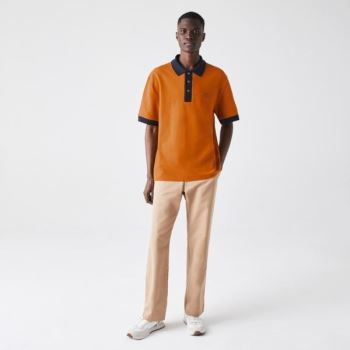 Lacoste Relaxed Fit Textured Pamut Piqué Polo Kék Sötétkék Kék | QTYWEg2v