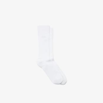 Lacoste Ribbed Pamut Blend Socks Fehér | 9aM5dBis