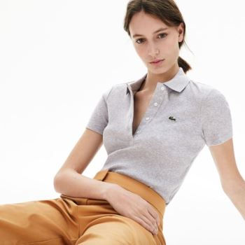 Lacoste Ribbed Pamut Polo Szürke | aT0fNT9x