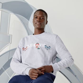 Lacoste SPORT Collab Youssef SY In Fleece Sweatshirt Szürke Fehér | N1JGDjej