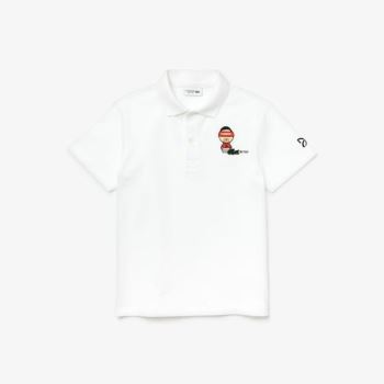 Lacoste SPORT Collab Youssef Sy Embroidered Piqué Polo Fehér Sötétkék Kék | 6vutan7b