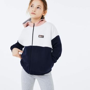 Lacoste SPORT Colorblock Fleece Sweatshirt Rózsaszín Fehér Sötétkék Kék Szürke | 0AJ248wm