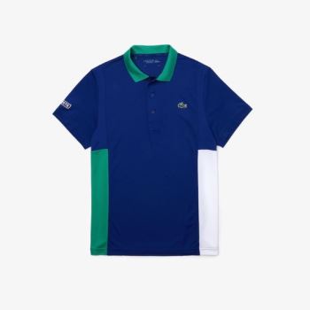 Lacoste SPORT Colorblock Mesh Légáteresztő Piqué Tenisz Polo Shirt Kék Zöld Fehér | 2NNvFeI4