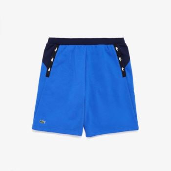 Lacoste SPORT Crocodile Striped Colorblock Fleece Shorts Kék Sötétkék Kék | 4JJe18sv