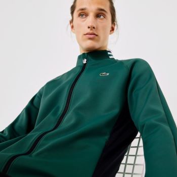 Lacoste SPORT Ergonomic Stretch Zip Golf Sweatshirt Zöld Sötétkék Kék Fehér | 7fAiSToF