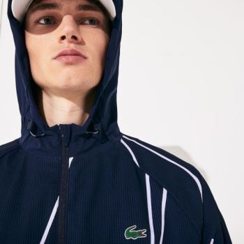 Lacoste SPORT French Open Csuklyás Zip Jacket Sötétkék Kék Fehér | y21u3W4j