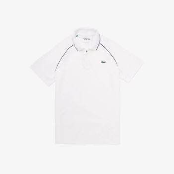 Lacoste SPORT Légáteresztő Zippered Golf Polo Shirt Fehér Sötétkék Kék | IKZ9R9II