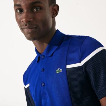 Lacoste SPORT Mesh Panel Légáteresztő Tenisz Polo Shirt Kék Fekete Fehér | 9JyLFTOl