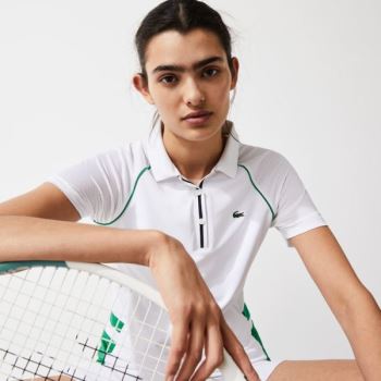 Lacoste SPORT Mixed-Matterial Légáteresztő Stretch Tenisz Polo Fehér Zöld Sötétkék Kék | f11SOFK6