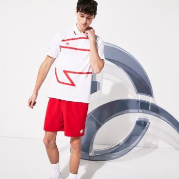 Lacoste SPORT Roland Garros x Novak Djokovic Polo Shirt Fehér Piros | rvbLwrLC