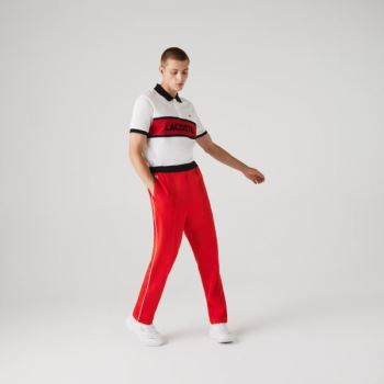 Lacoste SPORT Run-resistant Pleated Tracksuit Pants Piros Fekete Fehér | cfMNhiXl