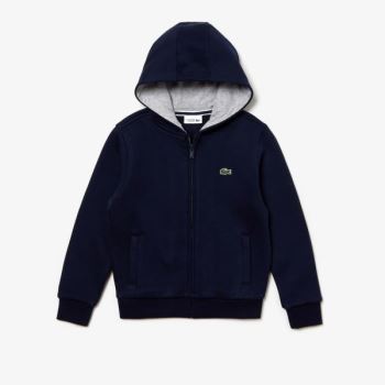 Lacoste SPORT Tenisz Zippered Fleece Sweatshirt Sötétkék Kék Szürke | yWGAerXK