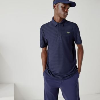 Lacoste SPORT Textured Légáteresztő Golf Polo Shirt Sötétkék Kék | GbDuPGTz