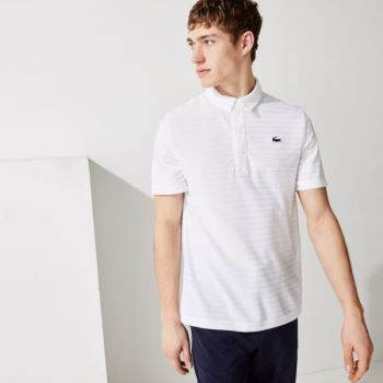 Lacoste SPORT Textured Légáteresztő Golf Polo Shirt Fehér | WZPgnNGX