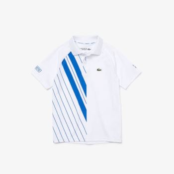 Lacoste SPORT x Novak Djokovic Légáteresztő Stretch Polo Fehér Kék | F2F7ktY5