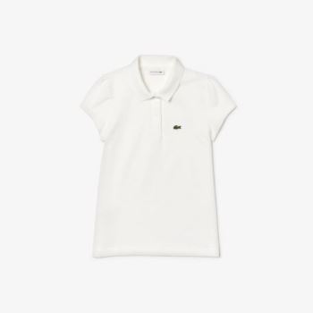 Lacoste Scalloped Collar Mini Piqué Polo Shirt Fehér | QM2SzXlr