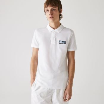 Lacoste Slim Fit Solid Pamut Piqué Polo With Badge Fehér | H1JThkKN