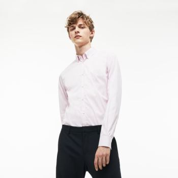 Lacoste Slim Fit Stretch Pamut Poplin Shirt Rózsaszín | jiVKSLO7