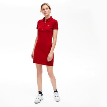 Lacoste Stretch Pamut Mini Piqué Polo Ruha Sötétpiros | cihpaMTL