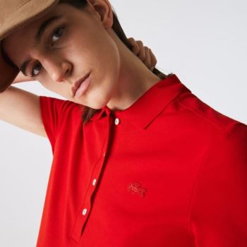 Lacoste Stretch Pamut Piqué Polo Shirt Piros | hxAaZeoe