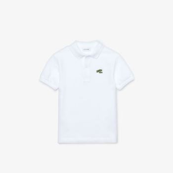 Lacoste Stylized Logo Pamut Petit Piqué Polo Fehér | rz3DJ1e0