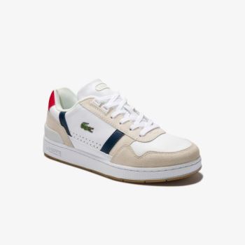 Lacoste T-Clip Tricolour Bőr and Velúr Sneakers Fehér Sötétkék Piros | x2CiFaCP