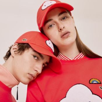 Lacoste x FriendsWithYou Pamut Print Cap Piros | 94io1hkO