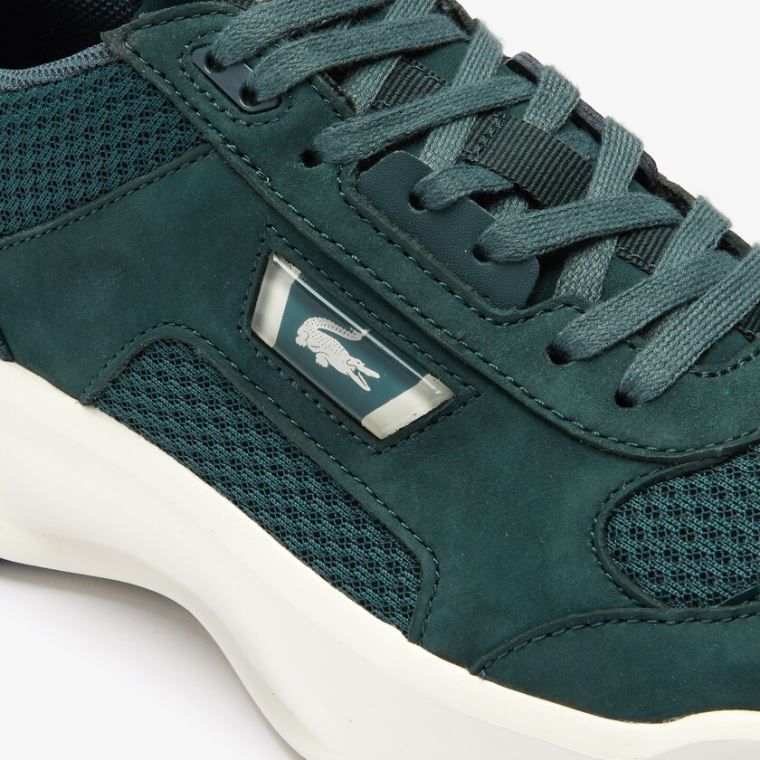 Lacoste Ace Lift Bicolour Bőr Sneakers Sötétzöld Fehér | L4Y9lXnD