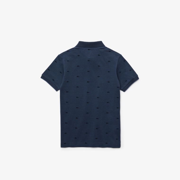 Lacoste Allover Croc-Print Polo Kék Sötétkék Kék | GafqZwwc