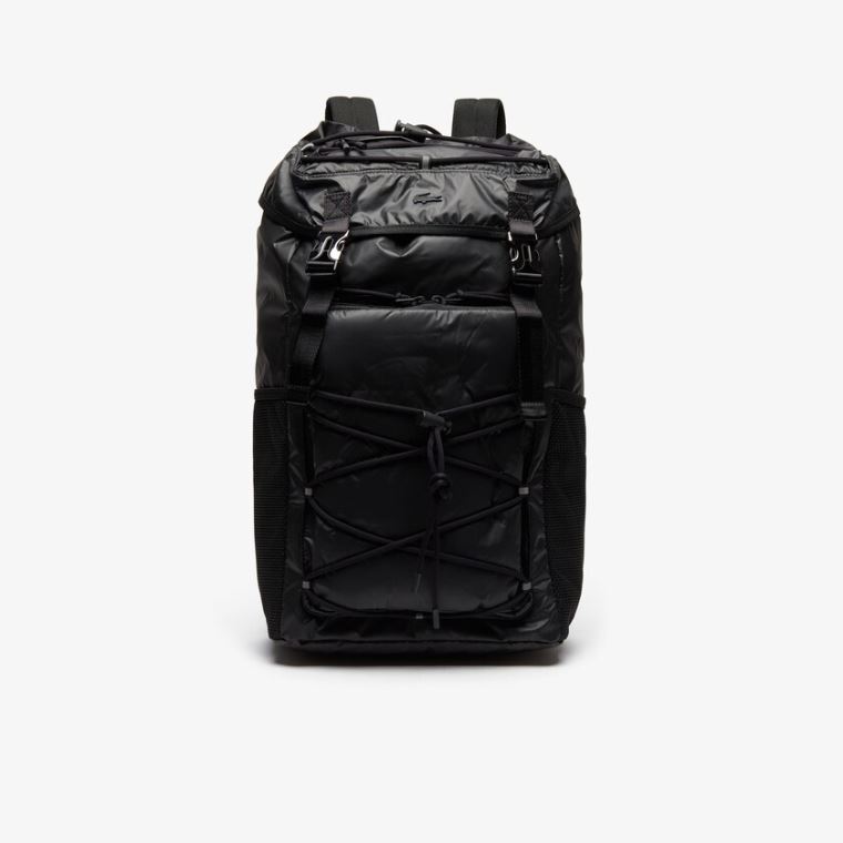 Lacoste Altitude Drawstring Flap Nejlon Backpack Fekete | vzyTZ9tN